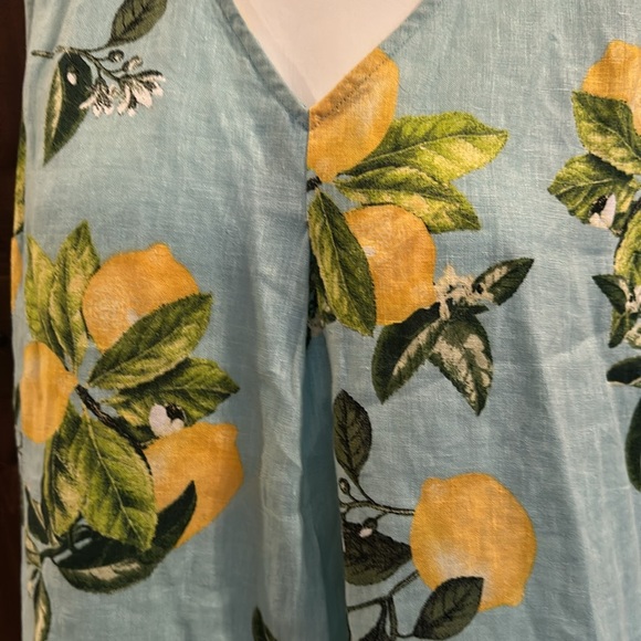 J. Jill Love Linen Lemon Shift Dress Yellow Blue Sleeveless Small e10 - Picture 6 of 9